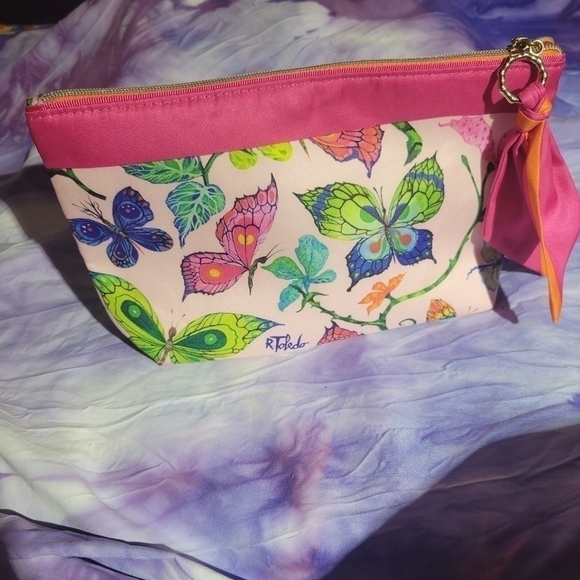 Estee Lauder Cosmetic Bag Butterfly Multicolored Makeup Zip Case - Picture 11 of 12